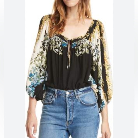 Free People Wild Memories Top Floral Tie Front Flowy Size XS - Picture 4 of 9